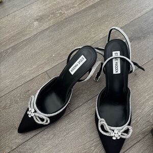 Steve Madden Black Heels with Silver Detailing